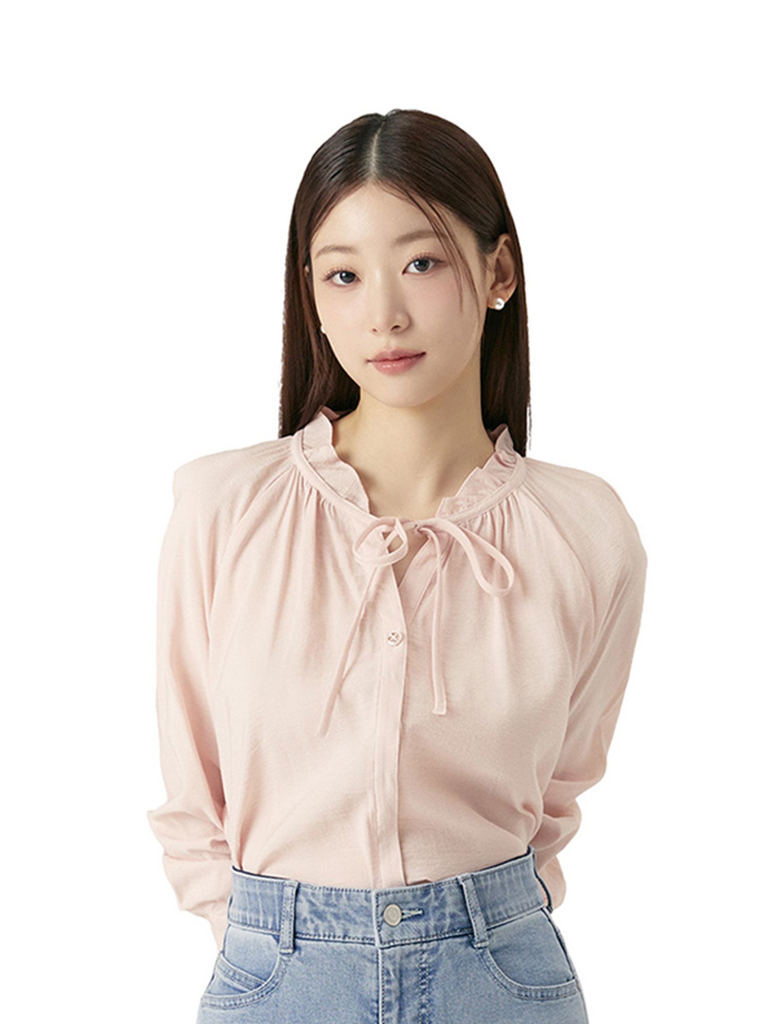 Roem Pink Frill Ribbon Regular Fit Top