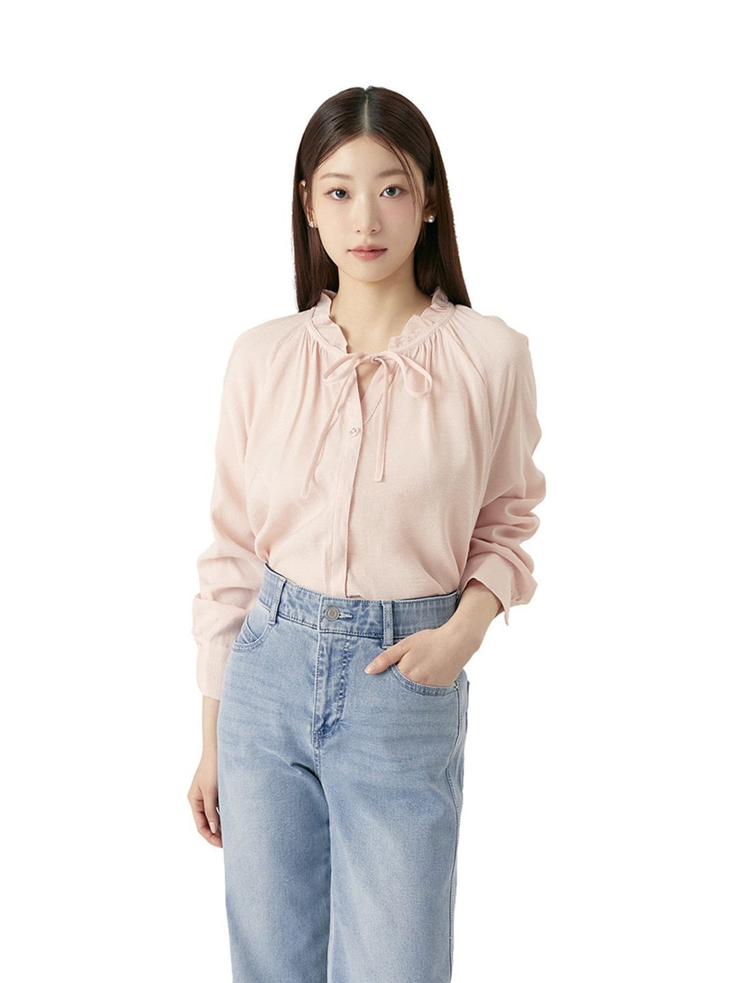 Roem Pink Frill Ribbon Regular Fit Top