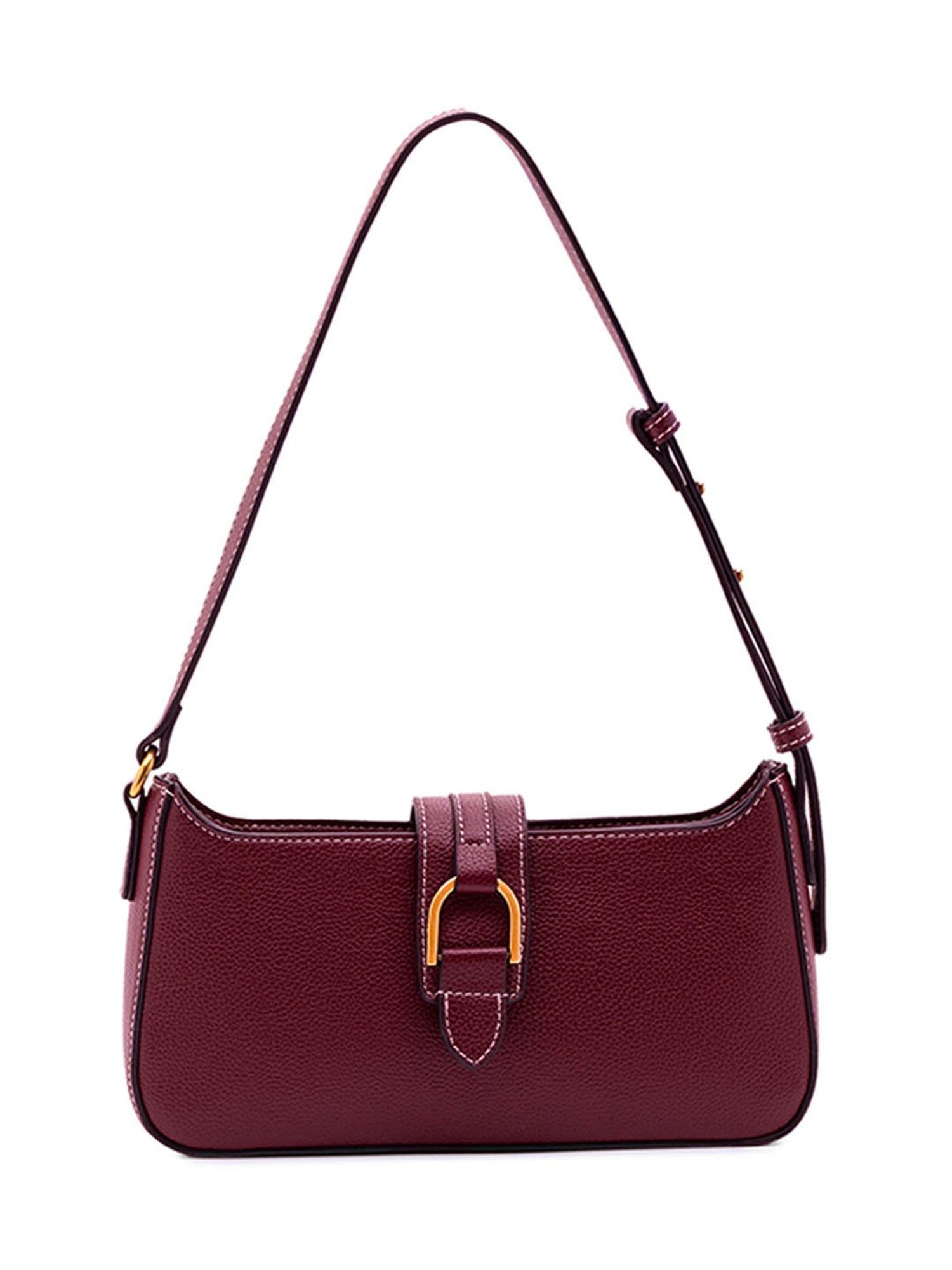 Miraggio Wine Maddie Textured Medium Leather Shoulder Bag
