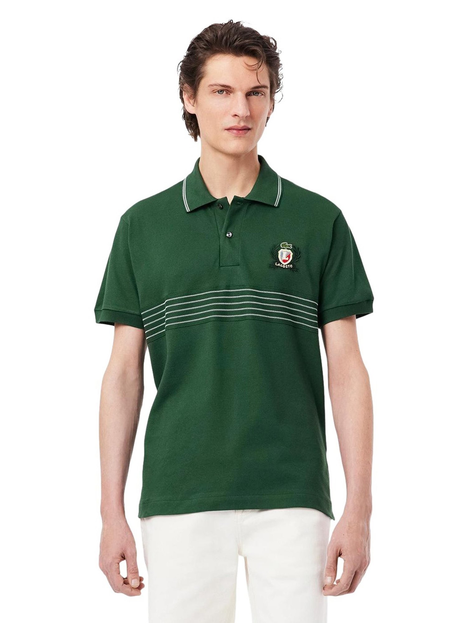 Buy Lacoste Green Classic Fit L.12.12 Embroidered Shield Polo T