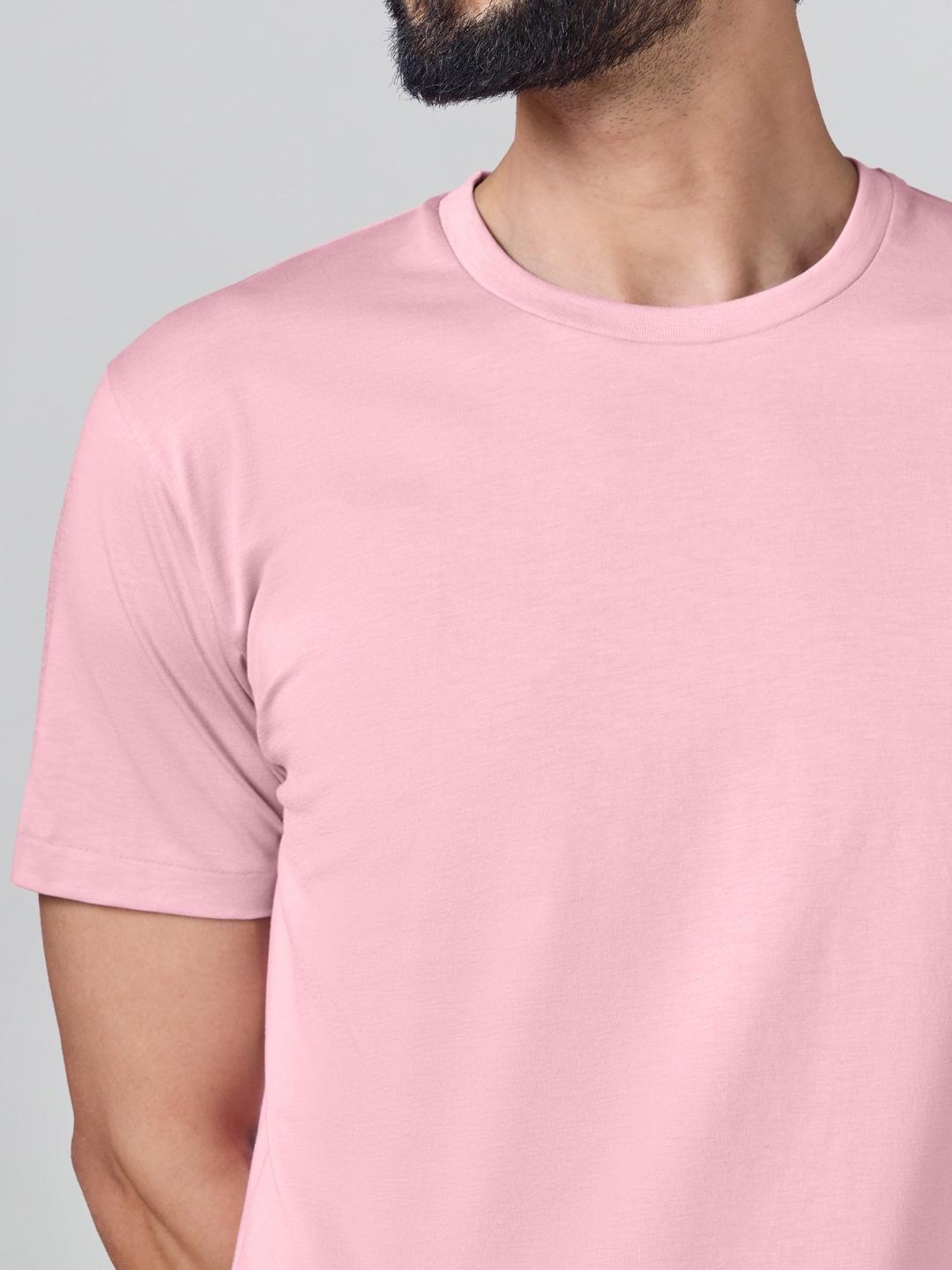 XYXX Misty Lilac Cotton Regular Fit Solid T-Shirt