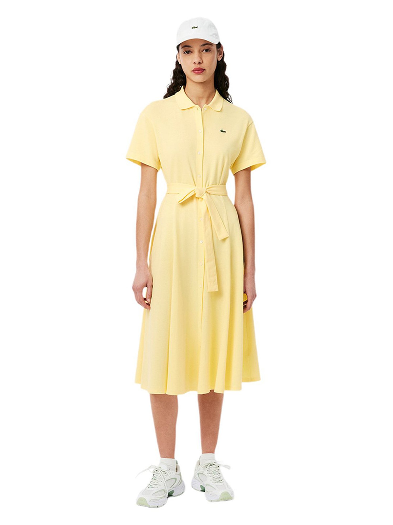 Lacoste Yellow Flared Mini-pique Modern Fit Polo Dress