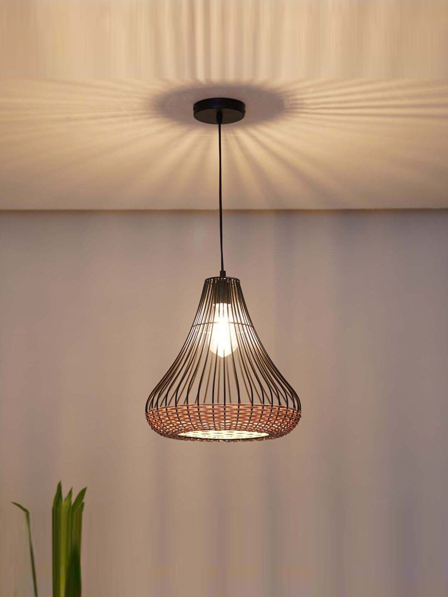 Buy Kapoor Lamp Shades Nolan Black Metal & Natural Bamboo Pendant