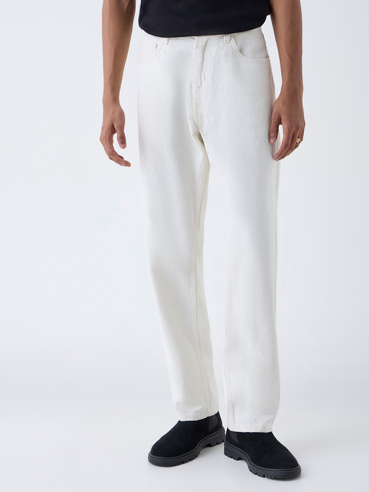 Nuon by Westside Off-White Relaxed-Fit Mid-Rise Cotton Jeans