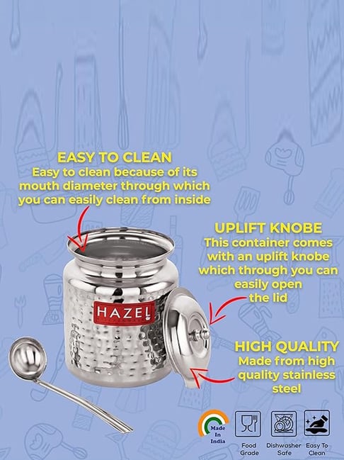 Buy HAZEL Hammered Finish Stainless Steel Ghee Pot (400 ml) - Set