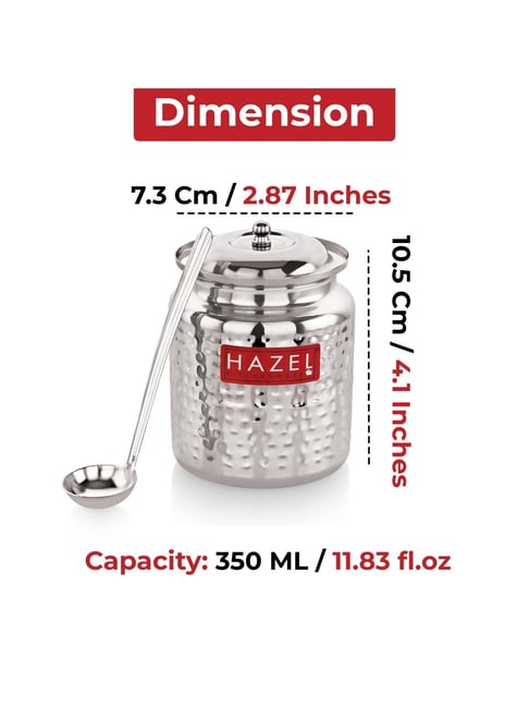 Buy HAZEL Hammered Finish Stainless Steel Ghee Pot (400 ml) - Set