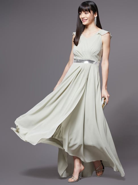 Miss Chase Dusty Green Embellished Maxi Dress