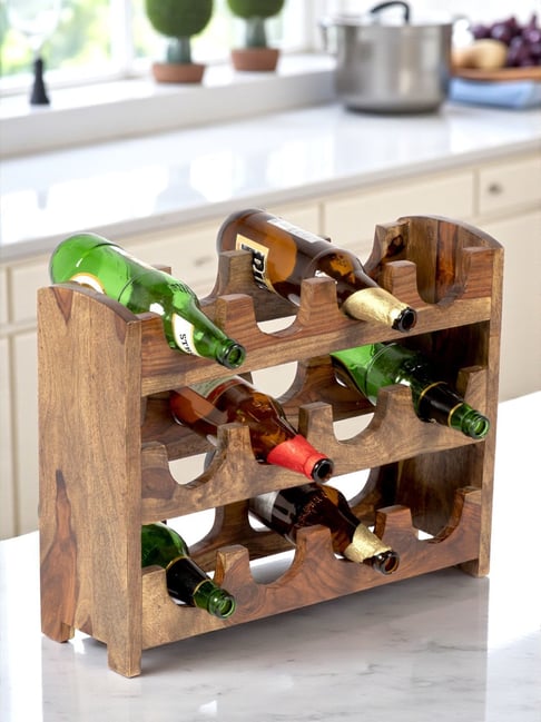Ikiriya Kassel Solid Brown Wood Wine Rack