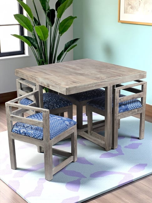 Buy Ikiriya Brown Wood Seater Dining Table Set Rustic Grey Matte