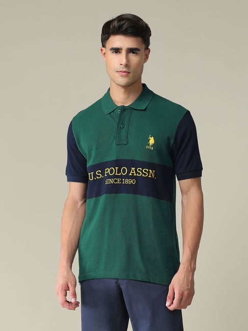 Buy Polo Multi Cotton Regular Fit Colour Block Polo T
