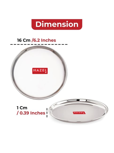 Buy HAZEL Silver Snack Plate with Mirror Finish - Set of 2 at Best