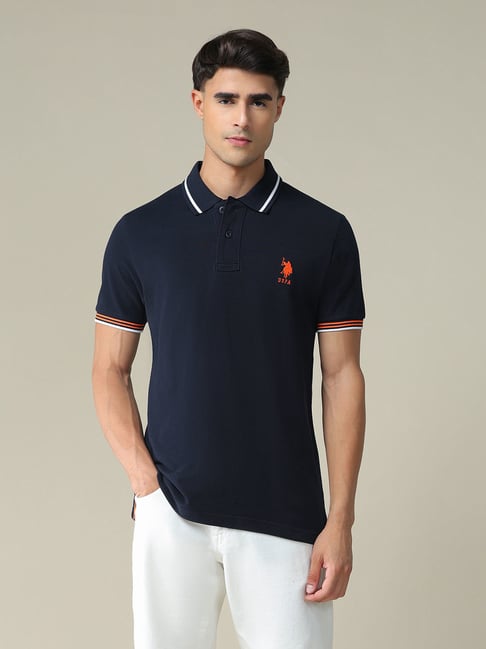 Polo Navy Slim Fit Cotton Polo T-Shirt