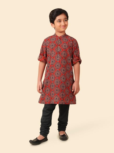 Fabindia Kids Red Printed Full Sleeves Kurta-picture-31