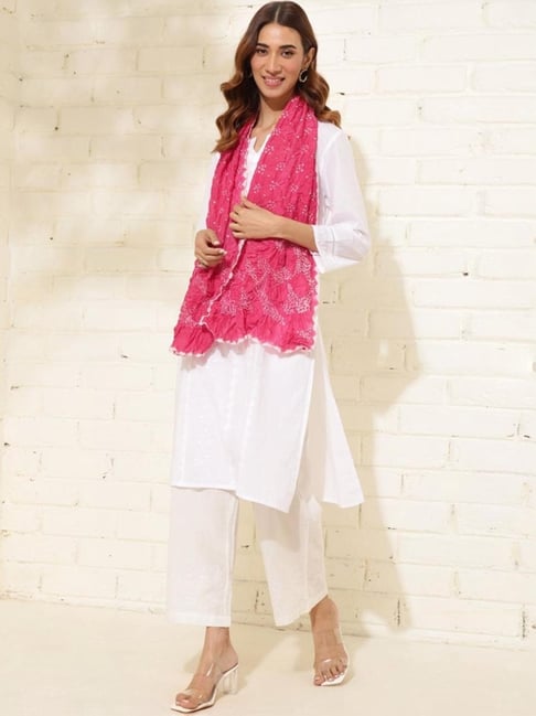Fabindia Pink Printed Dupatta-picture-31