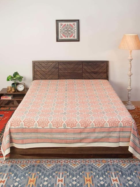 Fabindia Home Standalone Multicolor Cotton 118 TC Hand Block Printed Single Bed Cover-picture-10