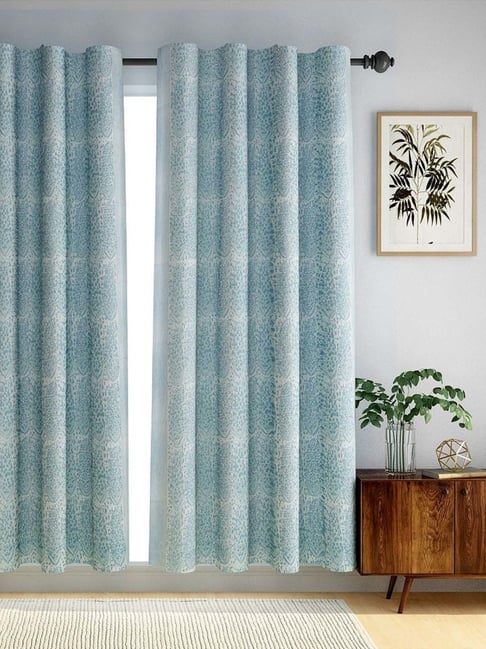 Fabindia Home Dayita Teal Cotton Linen Curtain