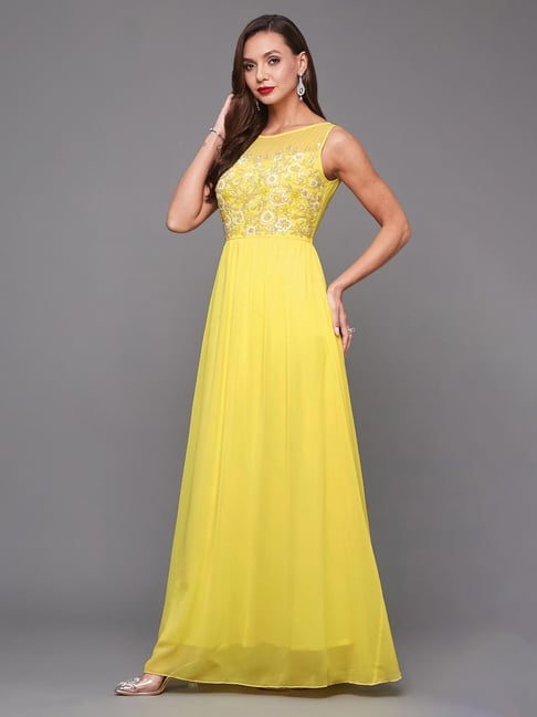Miss Chase Yellow Embellished Maxi Dress-picture-27