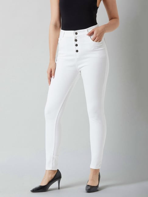 Miss Chase White Skinny Fit High Rise Stretchable Jeans-picture-32