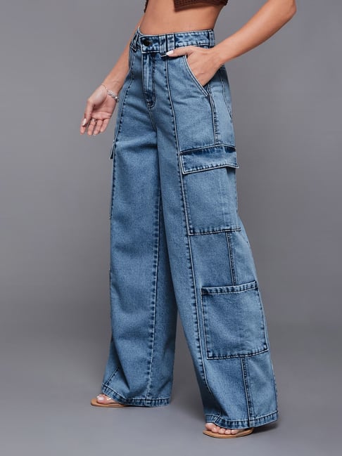 Miss Chase Blue Flared Fit High Rise Jeans-picture-41