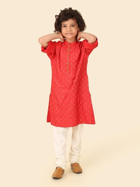 Fabindia Kids Red Printed Kurtas-image-16