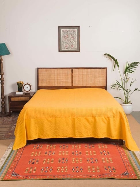 Fabindia Home Standalone Ochre Cotton 104 TC Woven Single Bed Cover