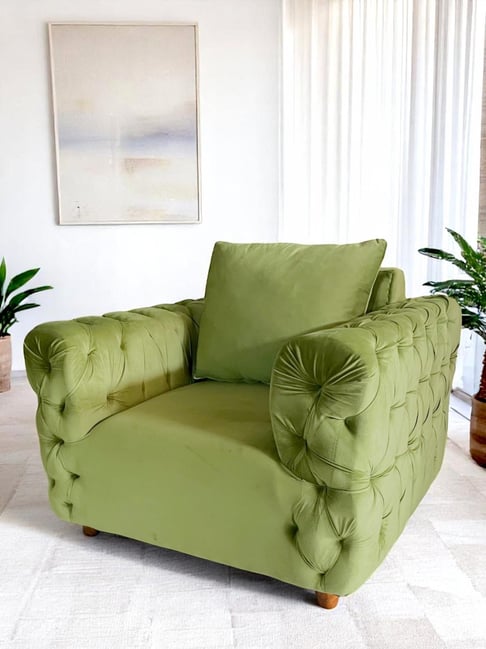 Ikiriya Jackson Pear Green Pinewood Contemporary Seater Sofa Chair