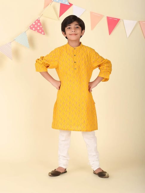 Fabindia Boys Yellow Cotton Printed Kurta-picture-35