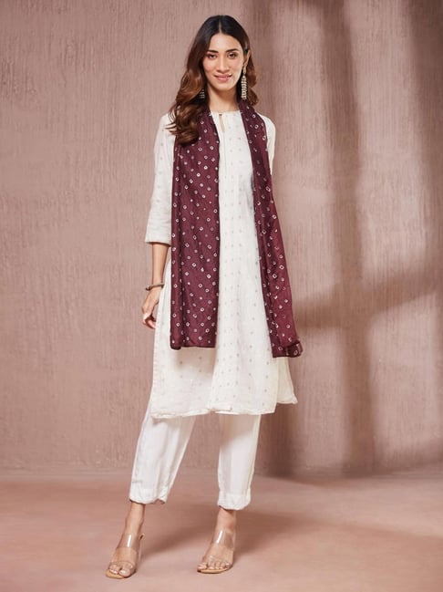 Fabindia Brown Silk Tie - Dye Stole-picture-32