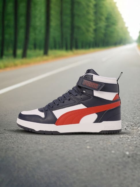 Puma Men's Court Shatter Parisian Night Blue White Ankle High Sneakers