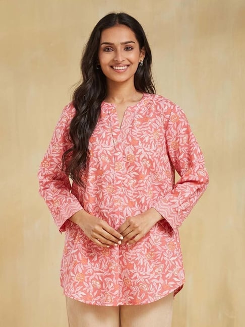 Fabindia Pink Cotton Regular Fit Printed Tunic-picture-26