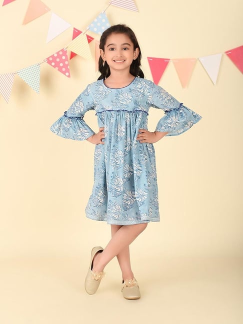 Fabindia Blue Cotton Hand Block Printed Dress-picture-19