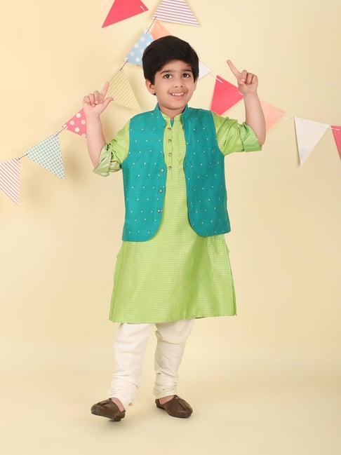Fabindia Boys Teal Viscose Blend Hand Block Printed 2pc Kurta Set-picture-34