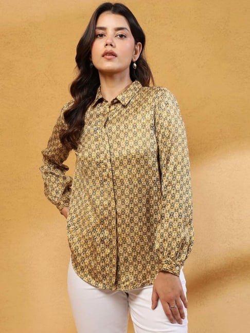Fabindia Mustard Regular Fit Printed Shirt-picture-44