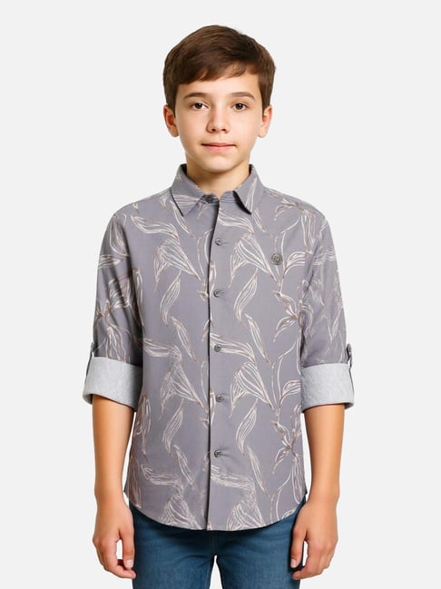 Charchit Boys Grey Cotton Printed Shirt-picture-14
