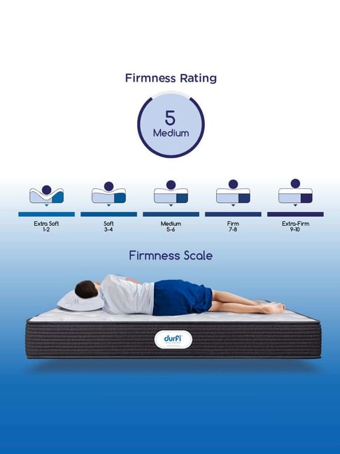 Durfi Grey Memory Foam Flex Orthopedic Pocket Spring Double Size