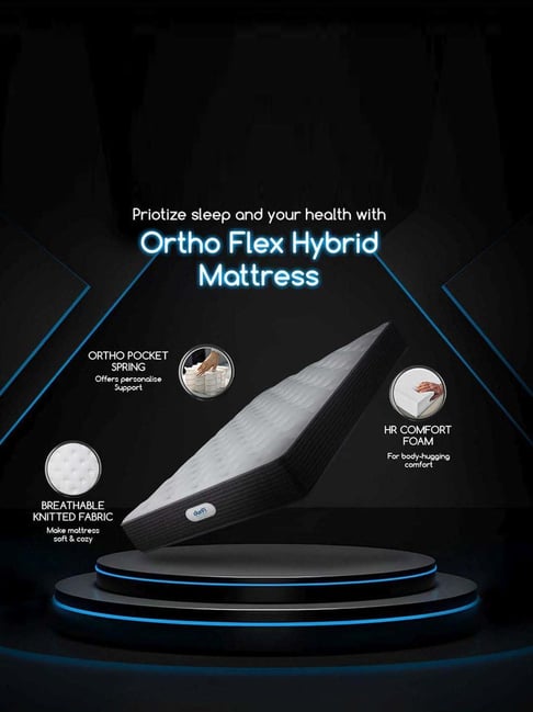 Durfi Grey Memory Foam Flex Orthopedic Pocket Spring Single Size