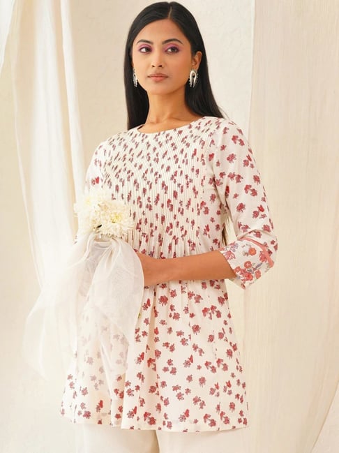 Jaypore White Printed Flare Fit Tunic-picture-40