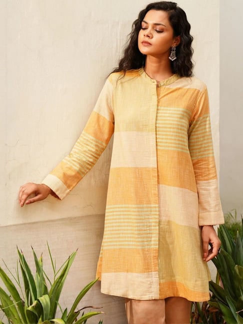 Jaypore Yellow Striped Flare Fit Tunic-picture-34