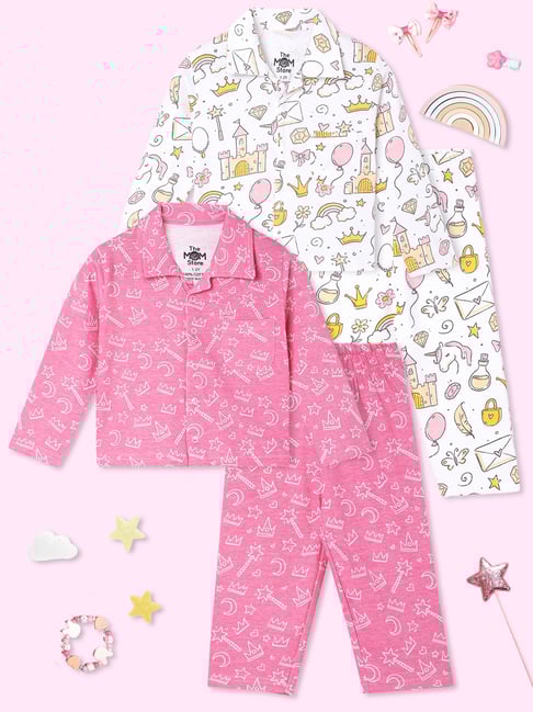 The Mom Store Aqua Cotton Printed Baby Pajama set