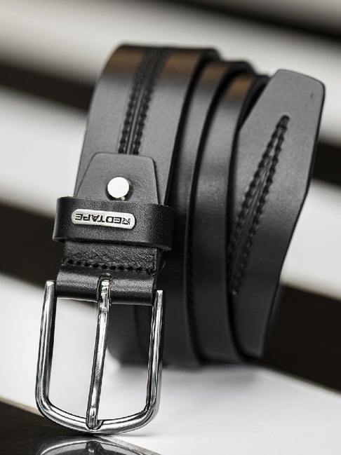 Red Tape Black Textured Leather Casual Belt-picture-46