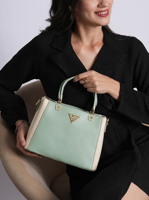 Buy LAVIE Signature Green Colour Block Handbag for Women Online