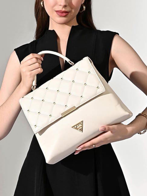 LAVIE Signature White Quilted Satchel Handbag