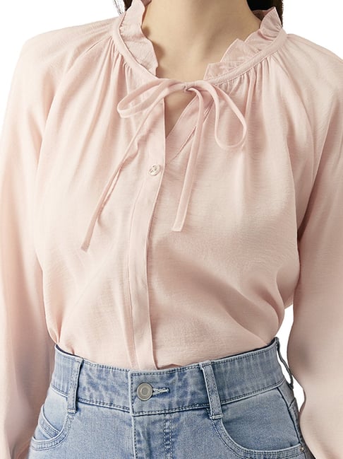 Roem Pink Frill Ribbon Regular Fit Top
