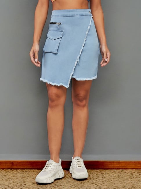 Dolce Crudo Blue Regular Fit Skirt-picture-43