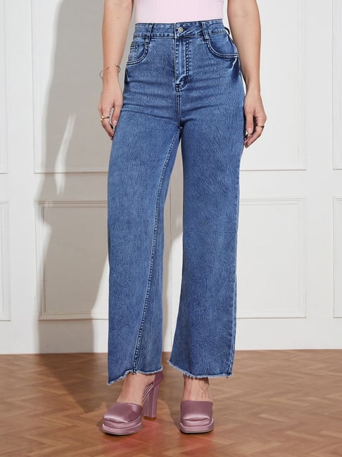 Miss Chase Navy Blue Denim Solid Jeans-picture-18