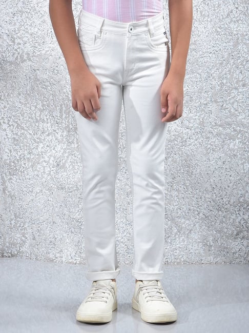 Crimsoune Club Boys White Slim Fit Jeans