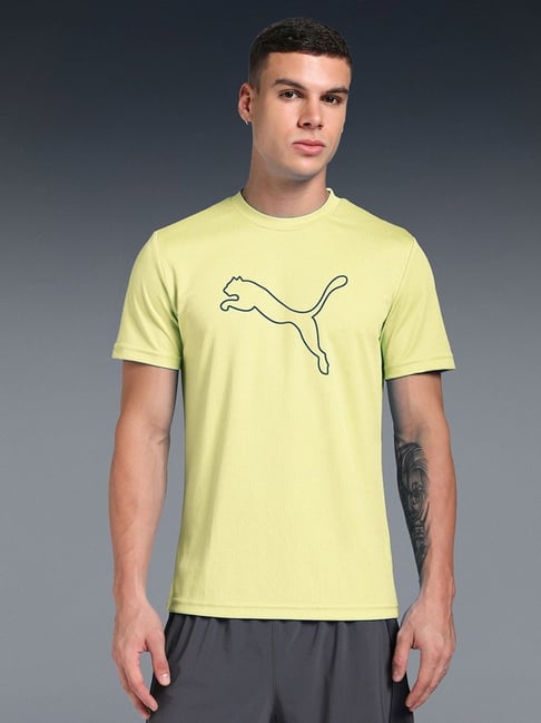 Puma Yellow Breathable Printed Relaxed Fit Training Tee