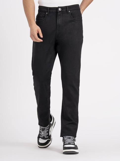 Red Tape Black Solid Regular Fit Jeans-picture-30