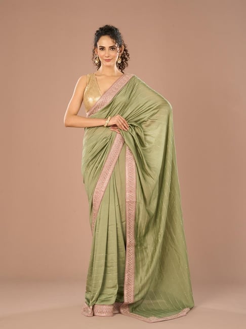 Mohey Green Art Silk Embroidered Saree-picture-10