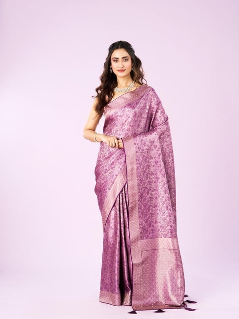 Mohey Purple Art Silk Printed Saree-picture-11